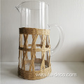 paper rattan wrapped glass jug set